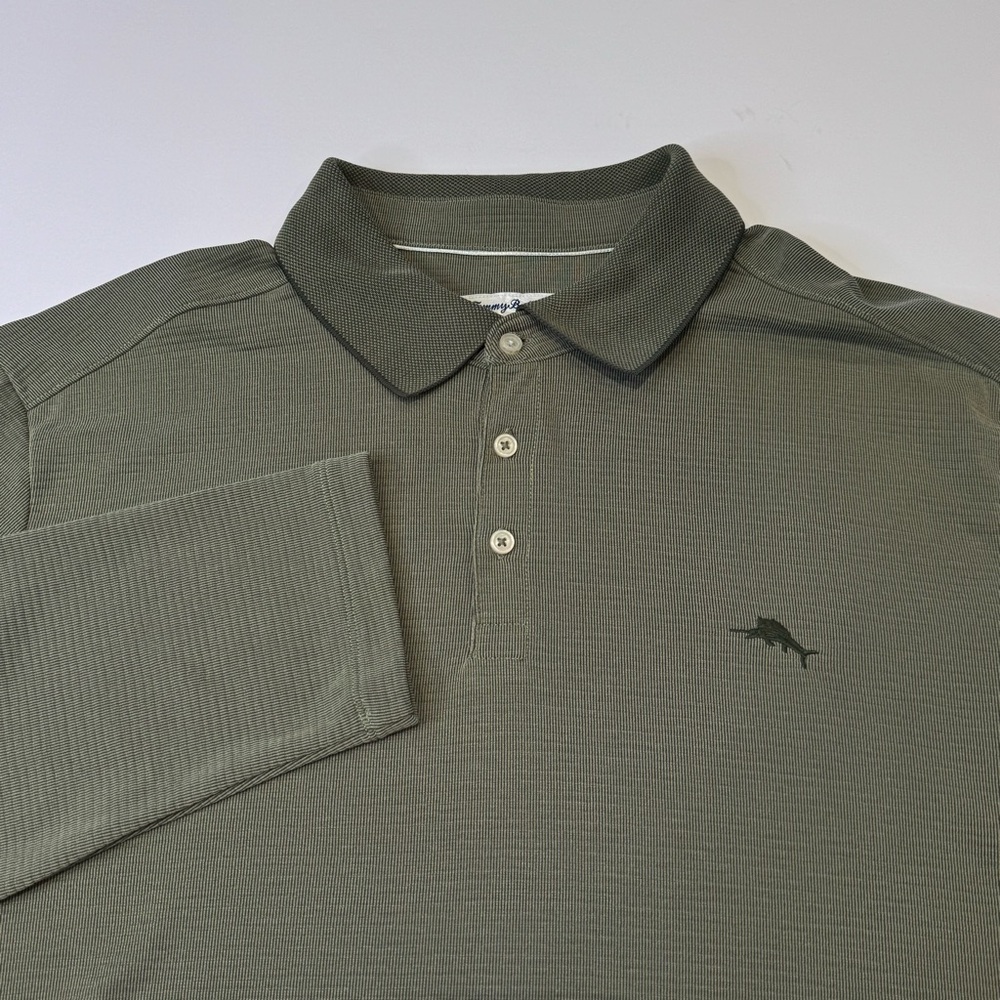 Tommy Bahama Island Zone Men's XXLT Long Sleeve Polo Green Vacation Resortwear